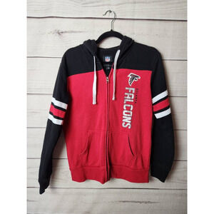 Atlanta Falcons Team NFL Womens Hoodie Jacket Full Zip Red Football Drawstring M